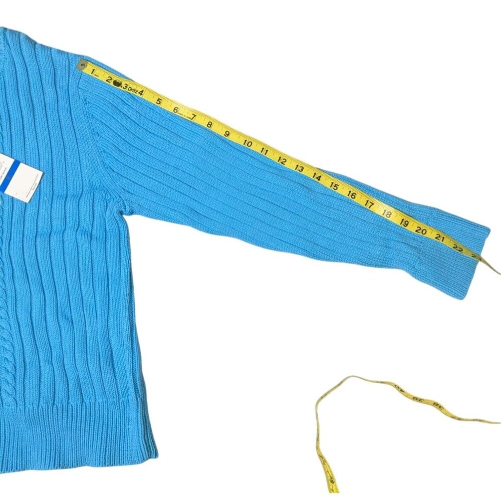 Evan-Picone Women's Blue Cable Knit Button-Up Cardigan Sweater XL - Picture 12 of 14